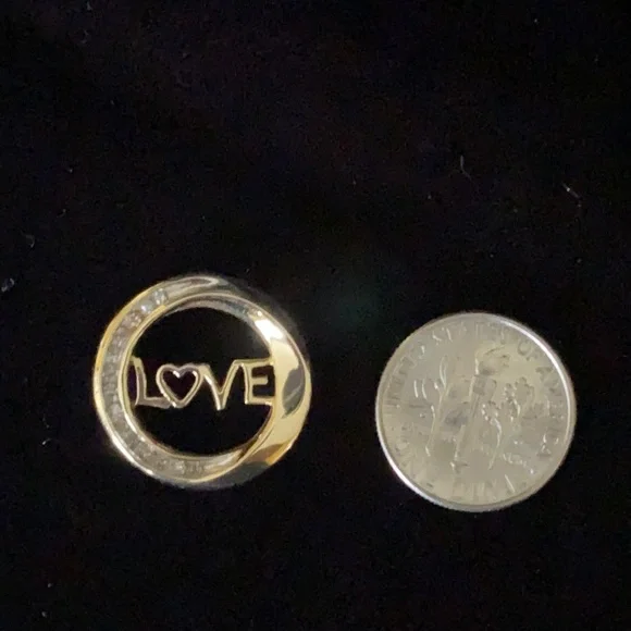 Gold and Diamond LOVE Pendant - Picture 3 of 8
